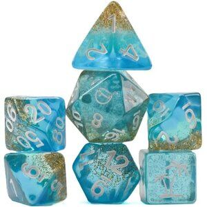 DND Dice Set - Malibu‎ Shore - 7 Resin Dice - Fantasy RPG Tabletop Gaming